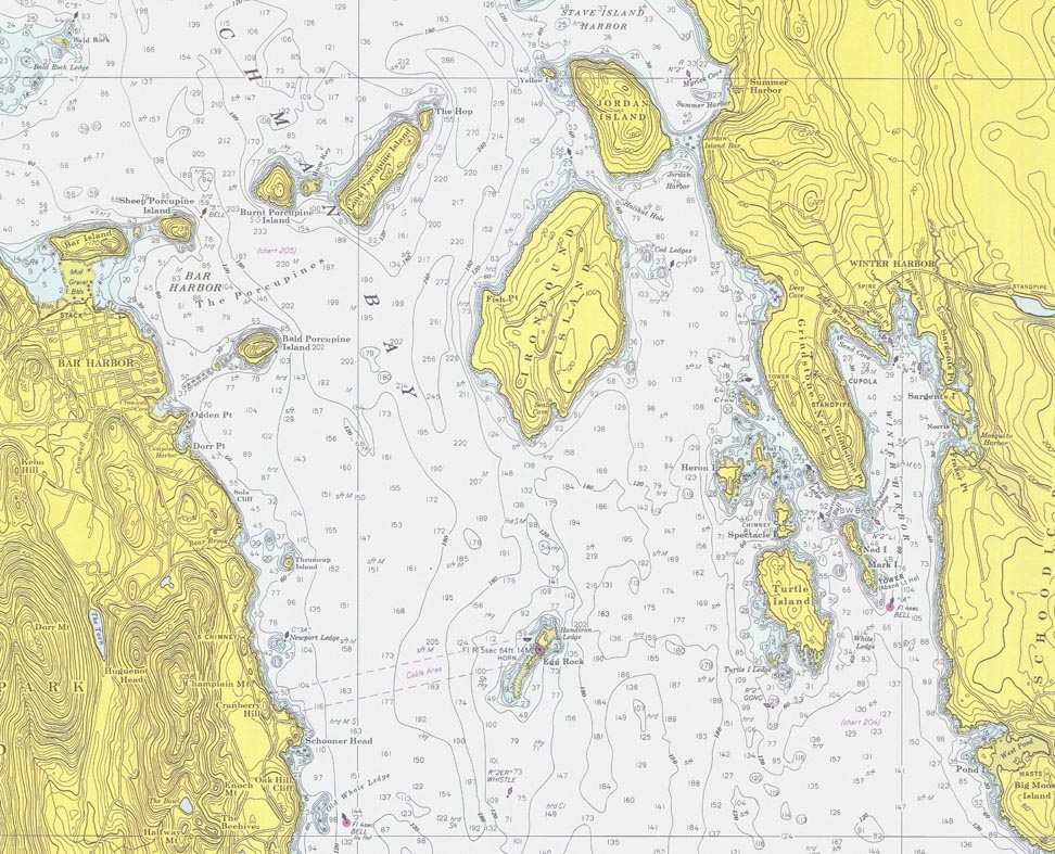 Charts 306 and 305 - Winter Harbor to Bar Hrbor